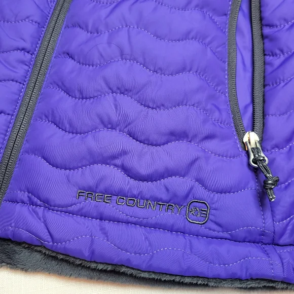 Free Country Purple Iris Reversible VEST Womens Size S Quilted Fleece Full Zip - Picture 11 of 15